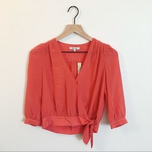 NWT Madewell Silk Wrap Top in Copper Red